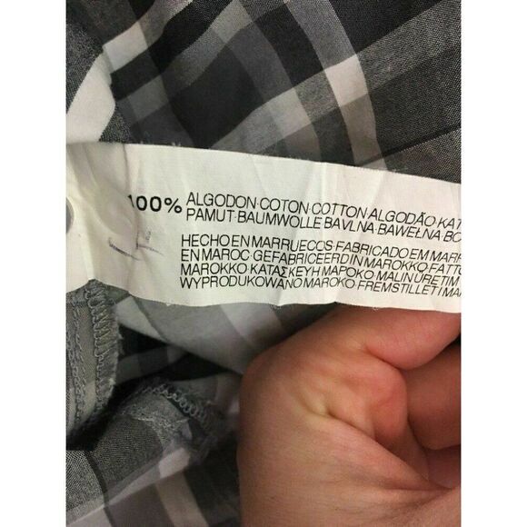 Zara Womens White Gray Black Plaid Long Sleeve Button Down Top Medium - Picture 6 of 6